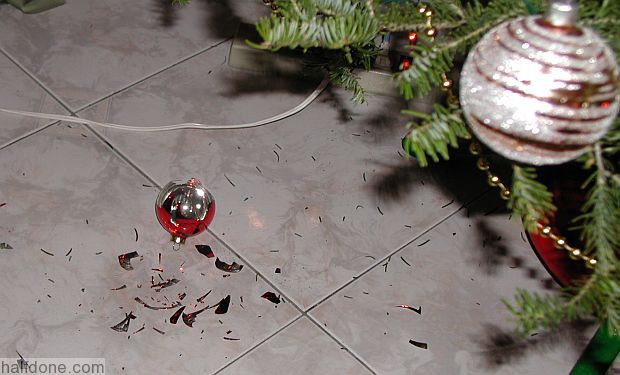 Fallen XMas ball and shattered